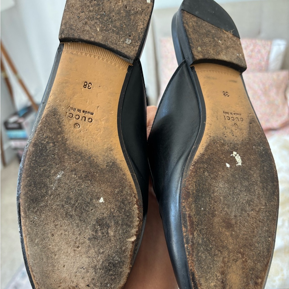 Gucci Black Leather Horsebit Loafers with - Picture 4 of 6